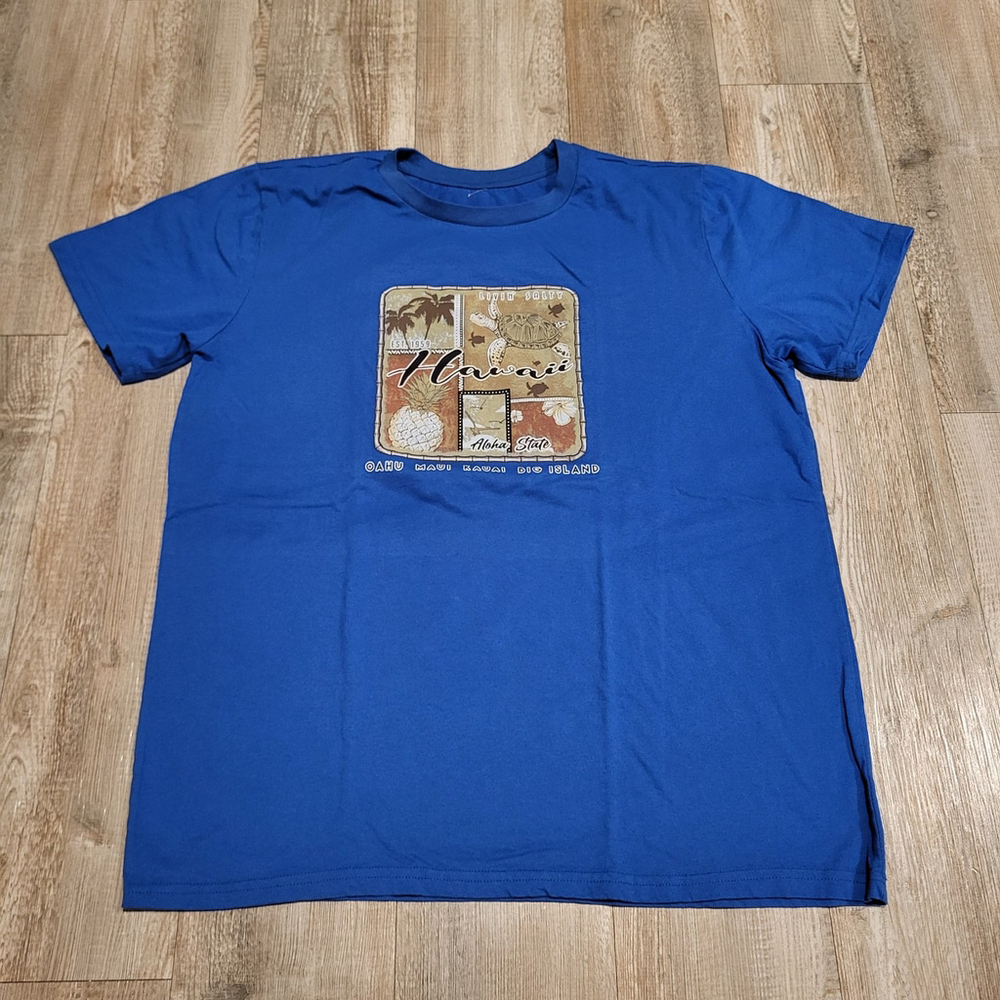 Hawaii Big Island Tourist Graphic Short Sleeve Tee Shirt Men's Size Large